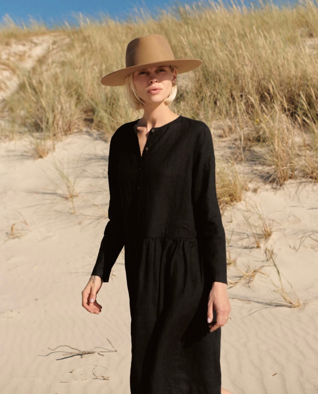 Black Linen Dress | Midi Dress | Linen Dress | Linen Clothing | 100% Organic Linen