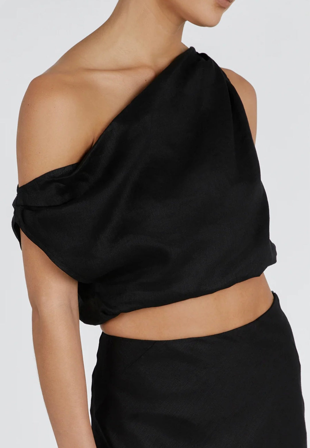 Black Linen Top | Linen Top | One Shoulder Top | Summer Top | 100% Organic Linen