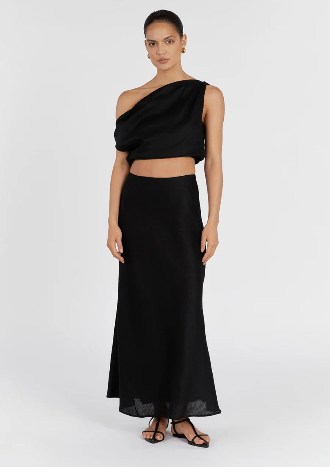 Black Linen Top | Linen Top | One Shoulder Top | Summer Top | 100% Organic Linen