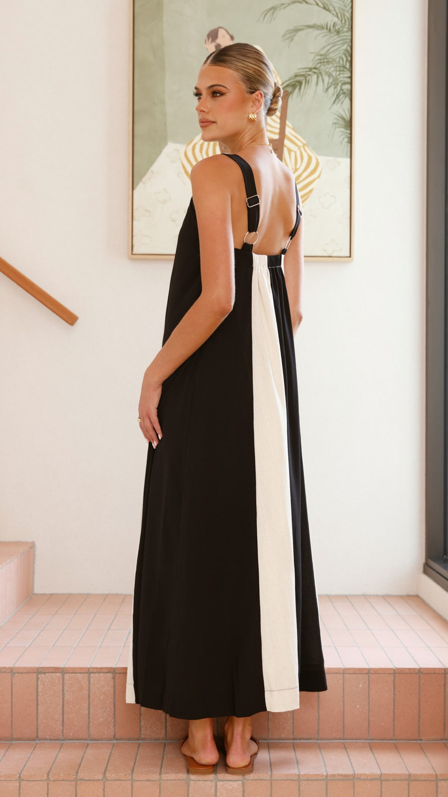 Black & White Linen Panel Dress